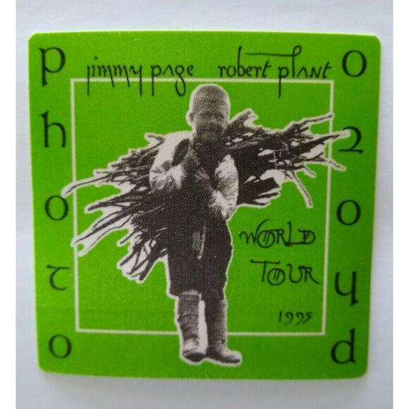 Jimmy Page Robert Plant Backstage Pass Led Zeppelin 1995 Hard Rock Music Green - Picture 2 of 4